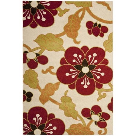 Safavieh 3 x 5 ft. Small Rectangle Floral Newbury Ivory and Red Area Rug NWB8702-1240-3